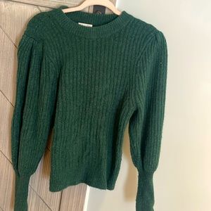 Green puff sleeve sweater